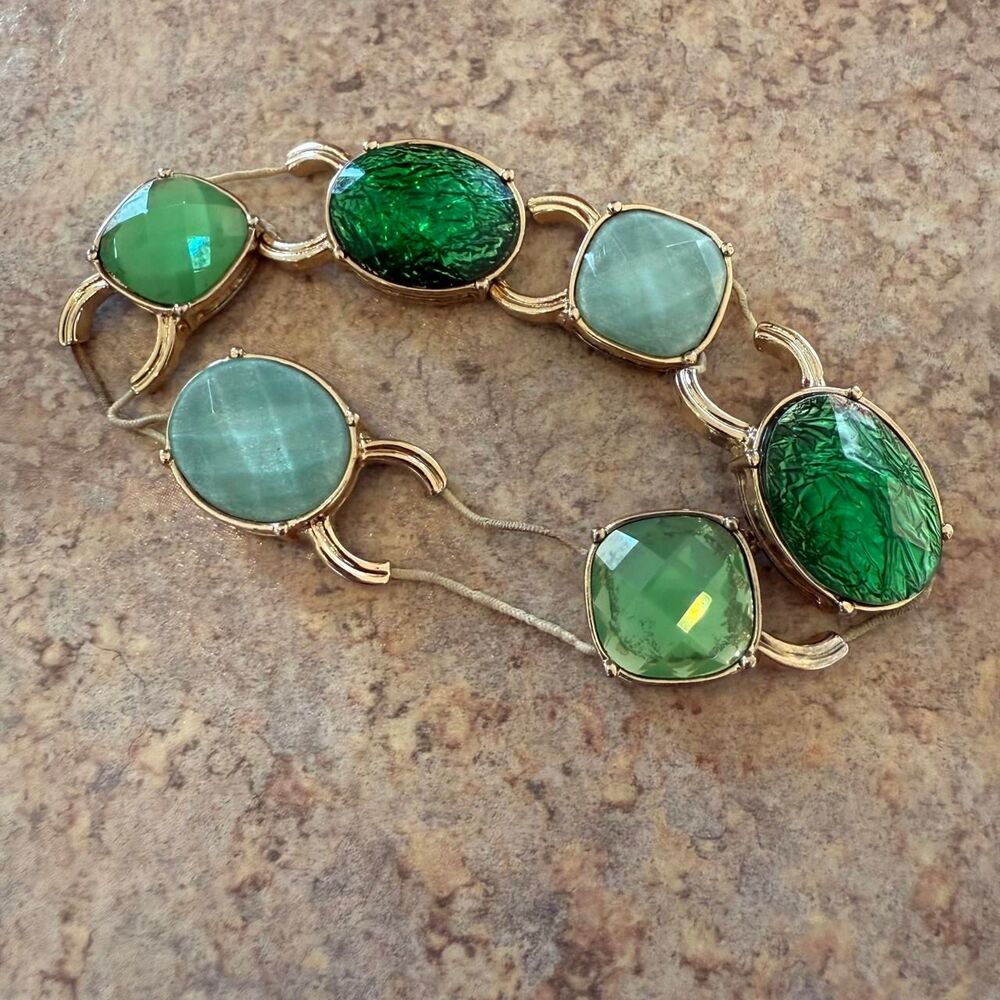 Unbranded Bracelet Women's OS Green Multi Stone Gold Stretch Repair Cuff